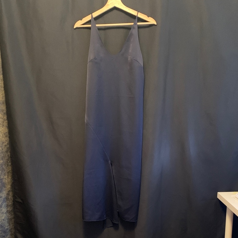 Tibi Midnight Blue Satin Midi Slip Dress